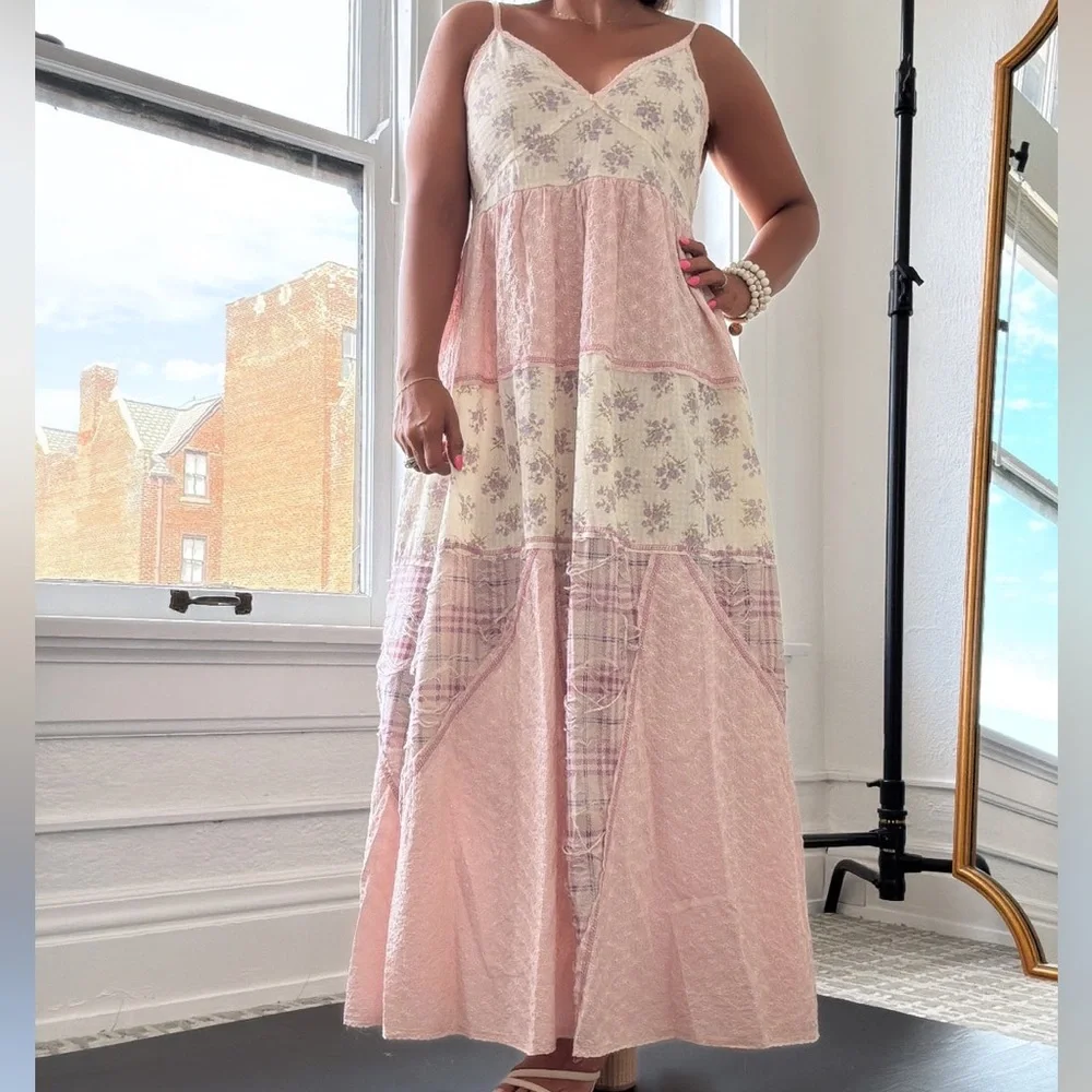 ROSETTE PETAL MAXI DRESS, LIGHT PINK By POL, NWT, M